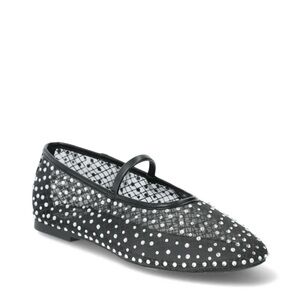 NIB Trendy Madden NYC Sparke Rhinestone Mesh Black Ballet Flats Multiple Sizes